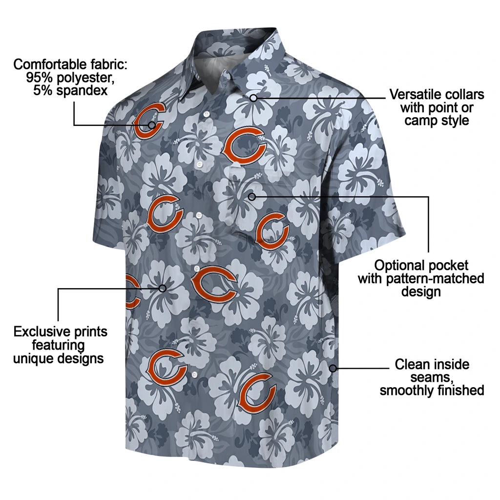 Chicago Bears Hawaiian Shirt - Hibiscus Cluster | Moonbestprint