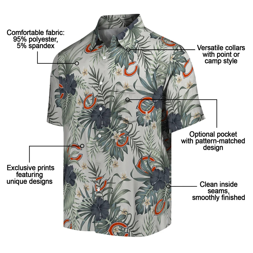 Chicago Bears Hawaiian Shirt - Hibiscus Designs | Moonbestprint