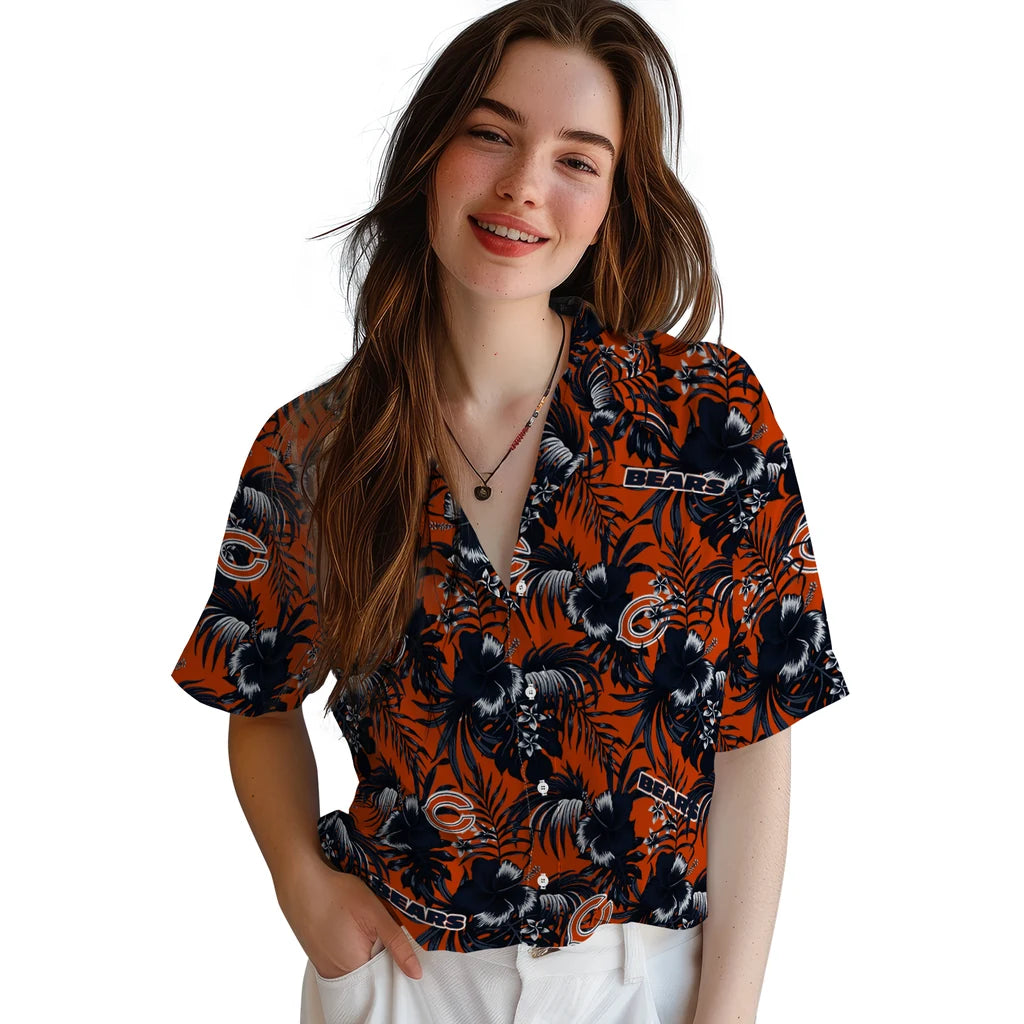 Chicago Bears Hawaiian Shirt - Hibiscus Exotic | Moonbestprint