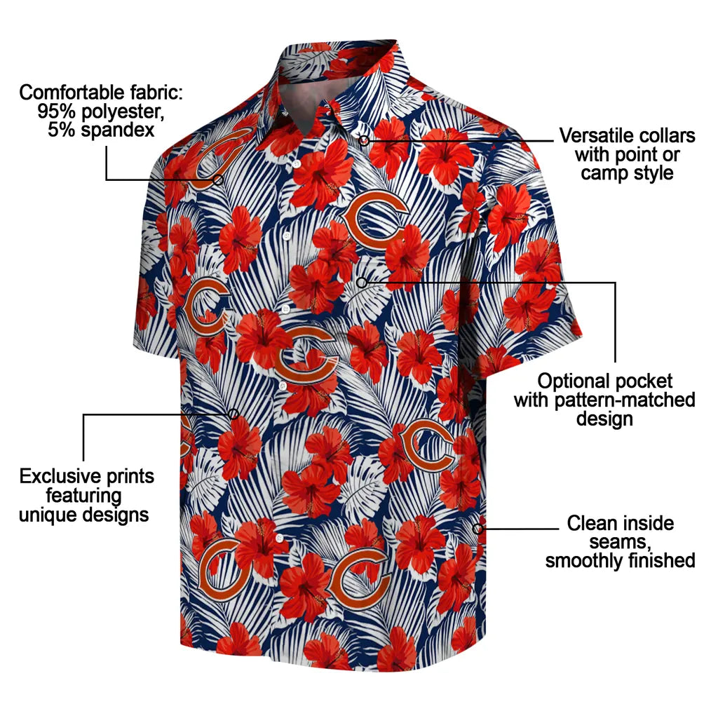 Chicago Bears Hawaiian Shirt - Hibiscus Fiesta | Moonbestprint
