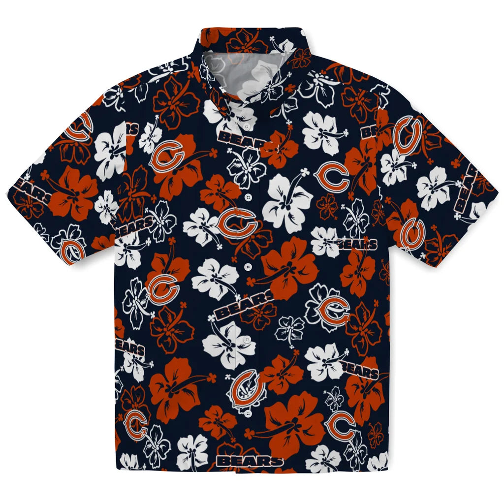 Chicago Bears Hawaiian Shirt - Hibiscus Flower Design | Moonbestprint