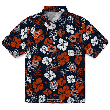 Chicago Bears Hawaiian Shirt - Hibiscus Flower Design | Moonbestprint