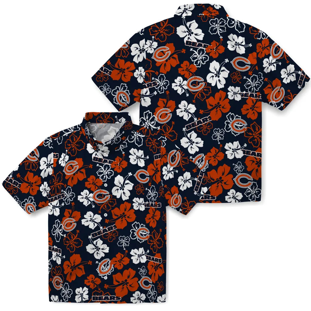 Chicago Bears Hawaiian Shirt - Hibiscus Flower Design | Moonbestprint