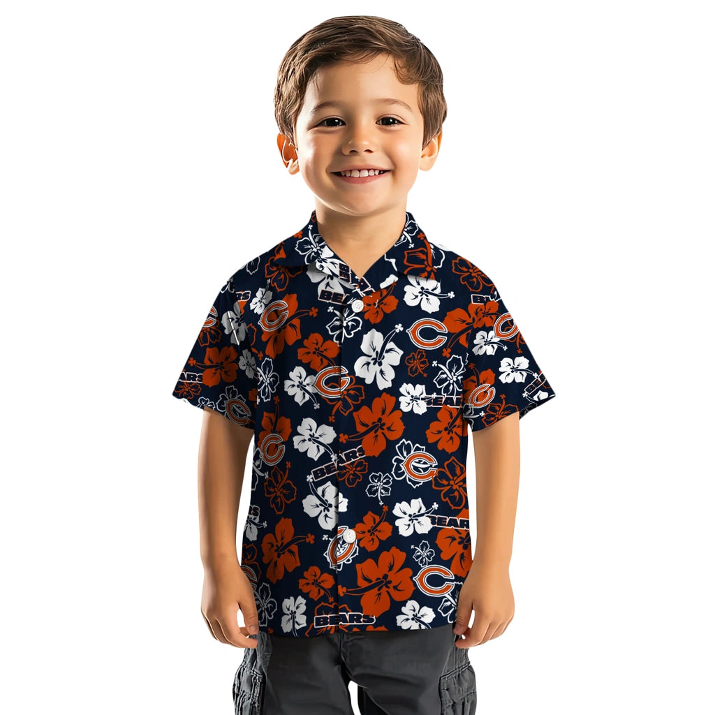 Chicago Bears Hawaiian Shirt - Hibiscus Flower Design | Moonbestprint