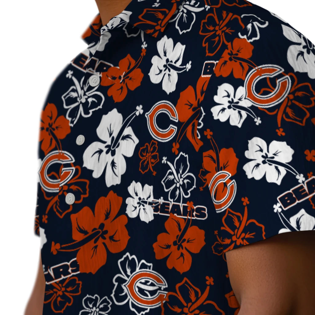 Chicago Bears Hawaiian Shirt - Hibiscus Flower Design | Moonbestprint