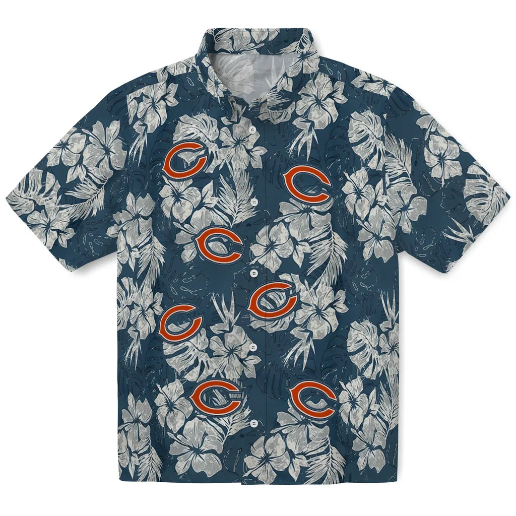 Chicago Bears Hawaiian Shirt - Hibiscus Flowers | Moonbestprint