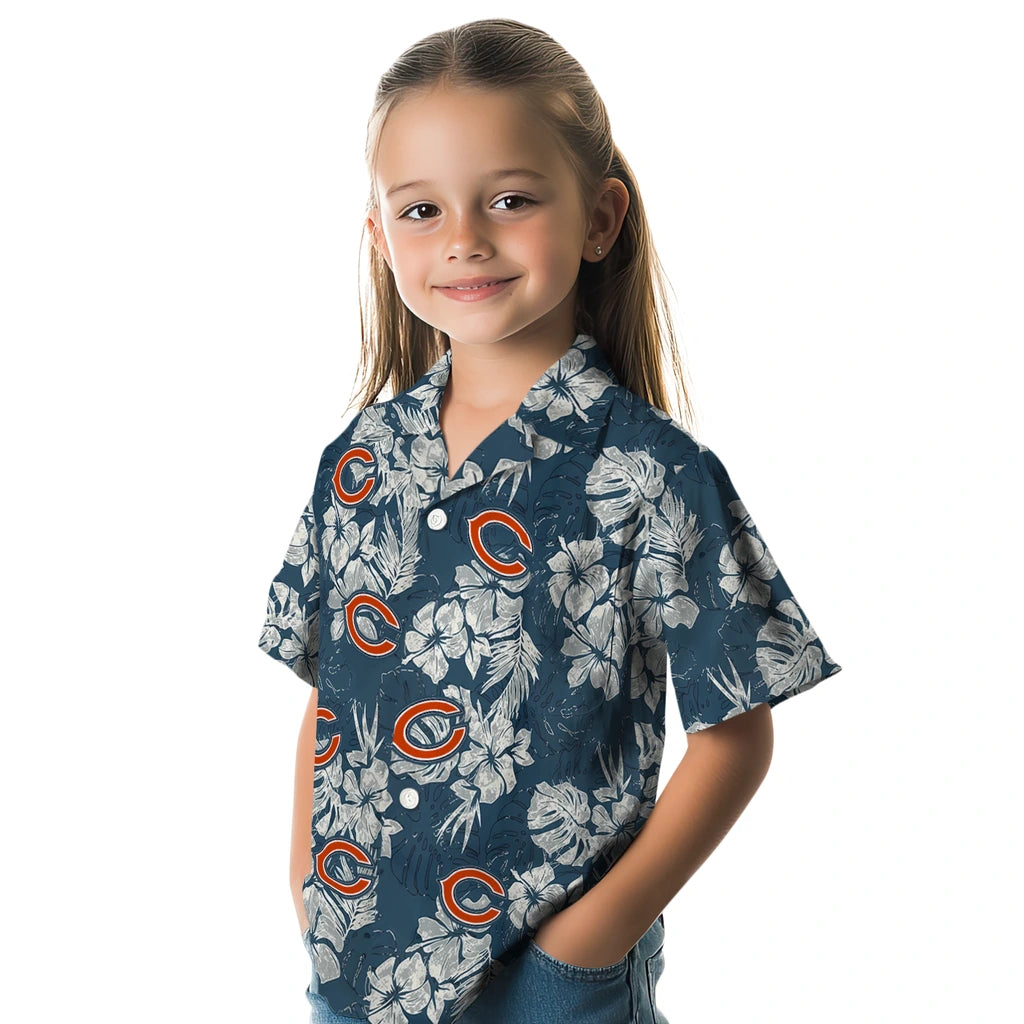 Chicago Bears Hawaiian Shirt - Hibiscus Flowers | Moonbestprint