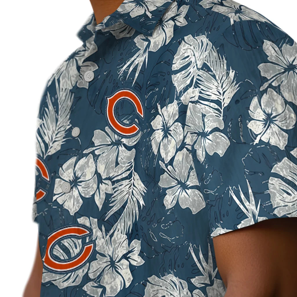 Chicago Bears Hawaiian Shirt - Hibiscus Flowers | Moonbestprint