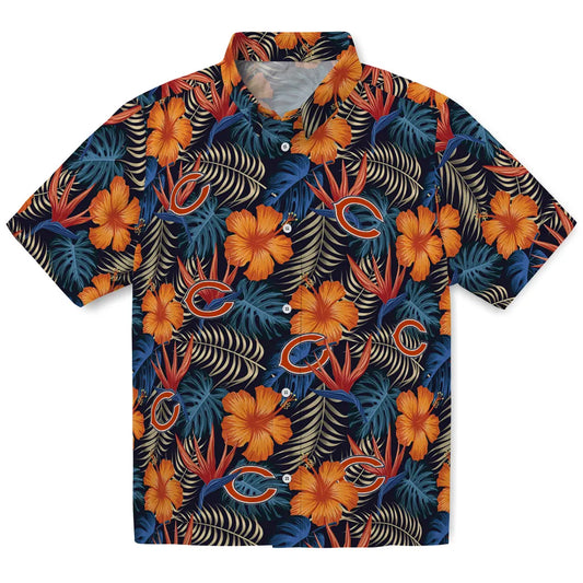 Chicago Bears Hawaiian Shirt - Hibiscus Foliage | Moonbestprint