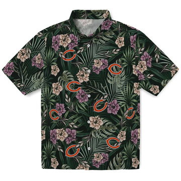 Chicago Bears Hawaiian Shirt - Hibiscus Leaves Pattern | Moonbestprint