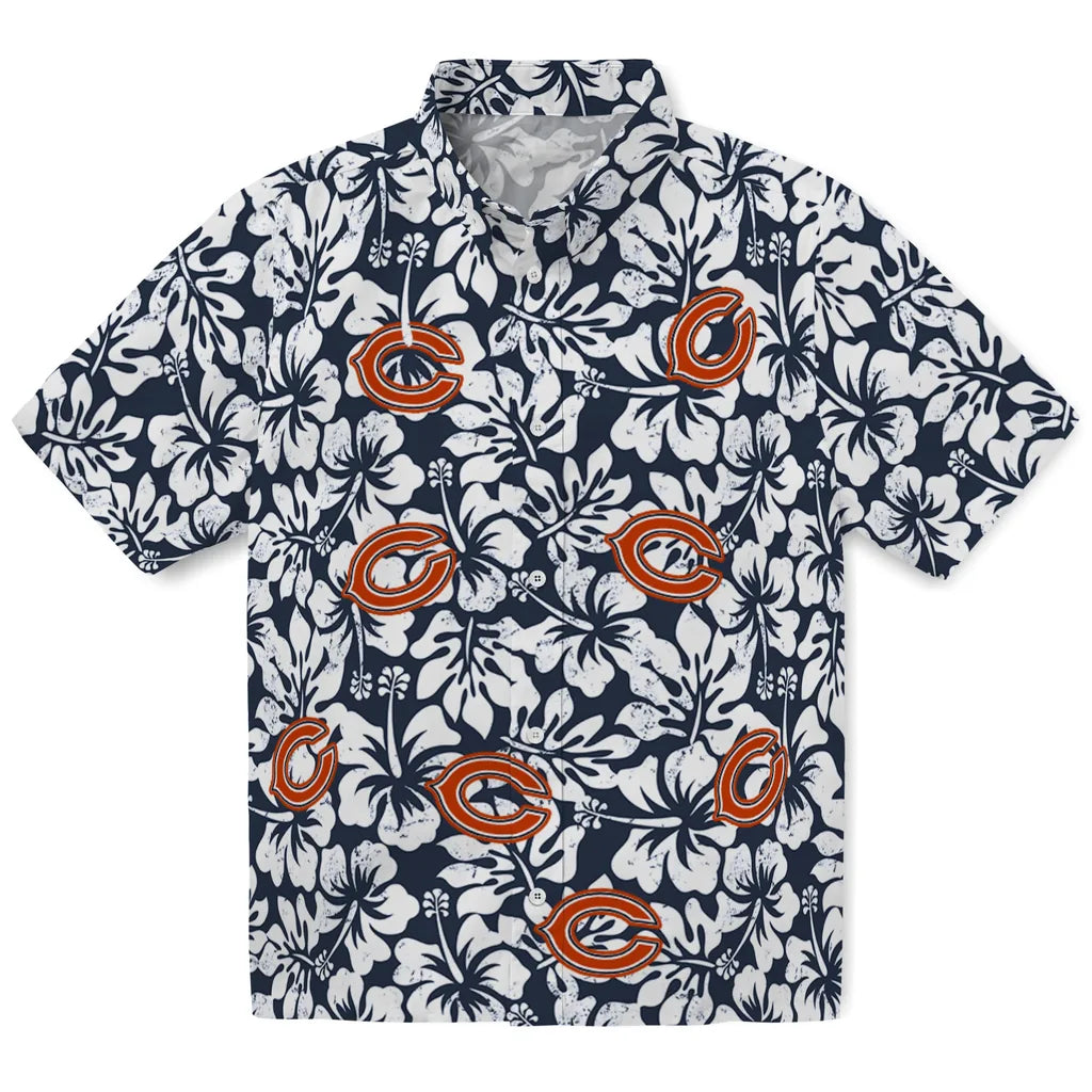 Chicago Bears Hawaiian Shirt - Hibiscus Motif | Moonbestprint