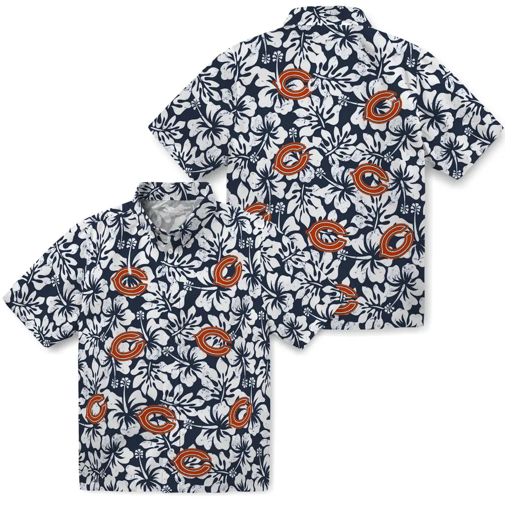 Chicago Bears Hawaiian Shirt - Hibiscus Motif | Moonbestprint
