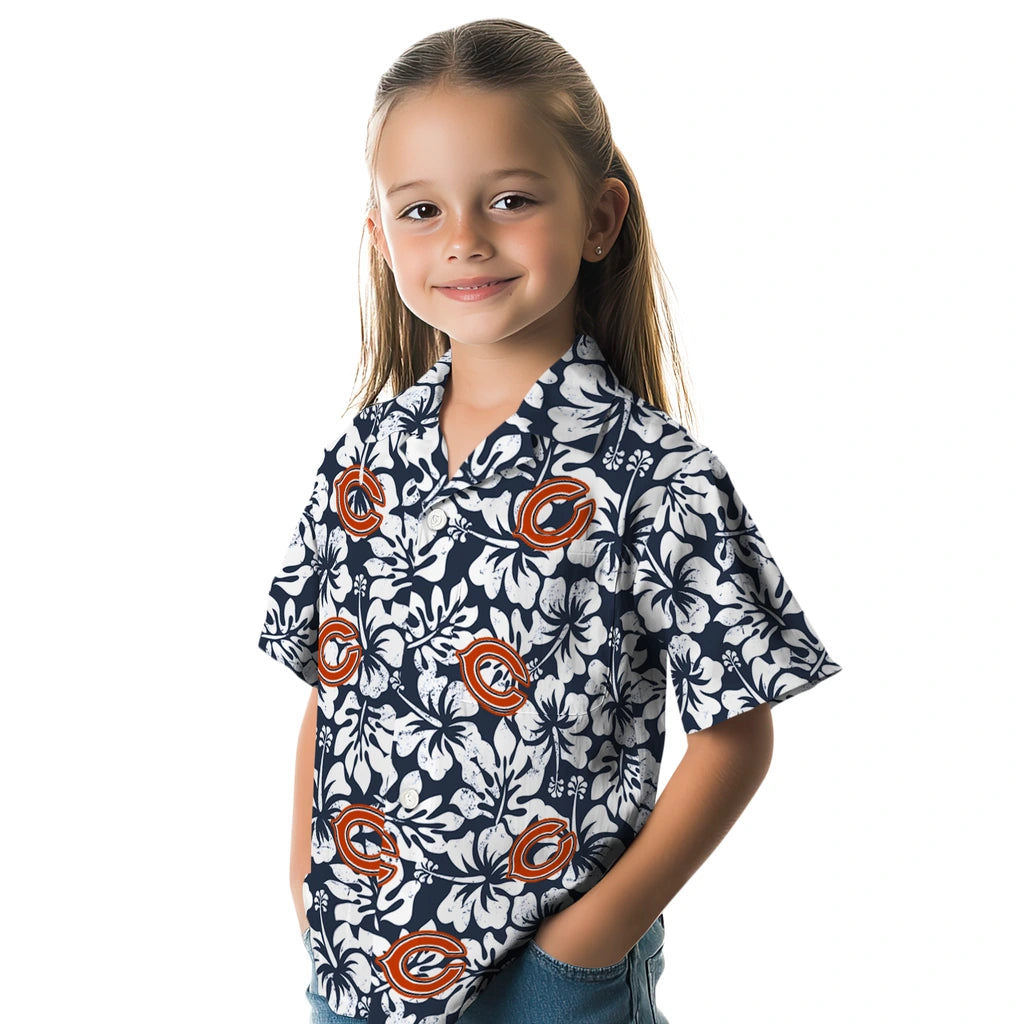 Chicago Bears Hawaiian Shirt - Hibiscus Motif | Moonbestprint