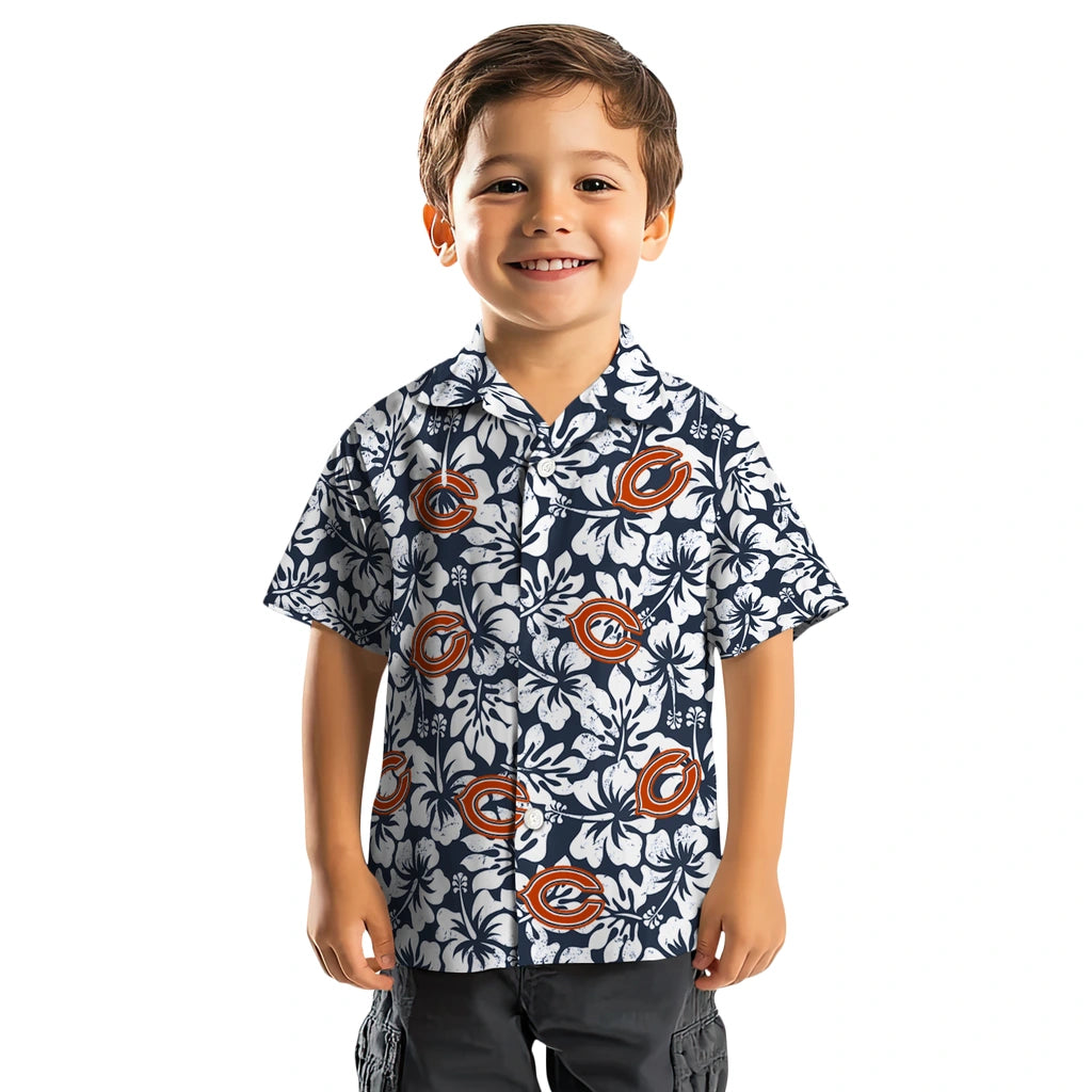 Chicago Bears Hawaiian Shirt - Hibiscus Motif | Moonbestprint