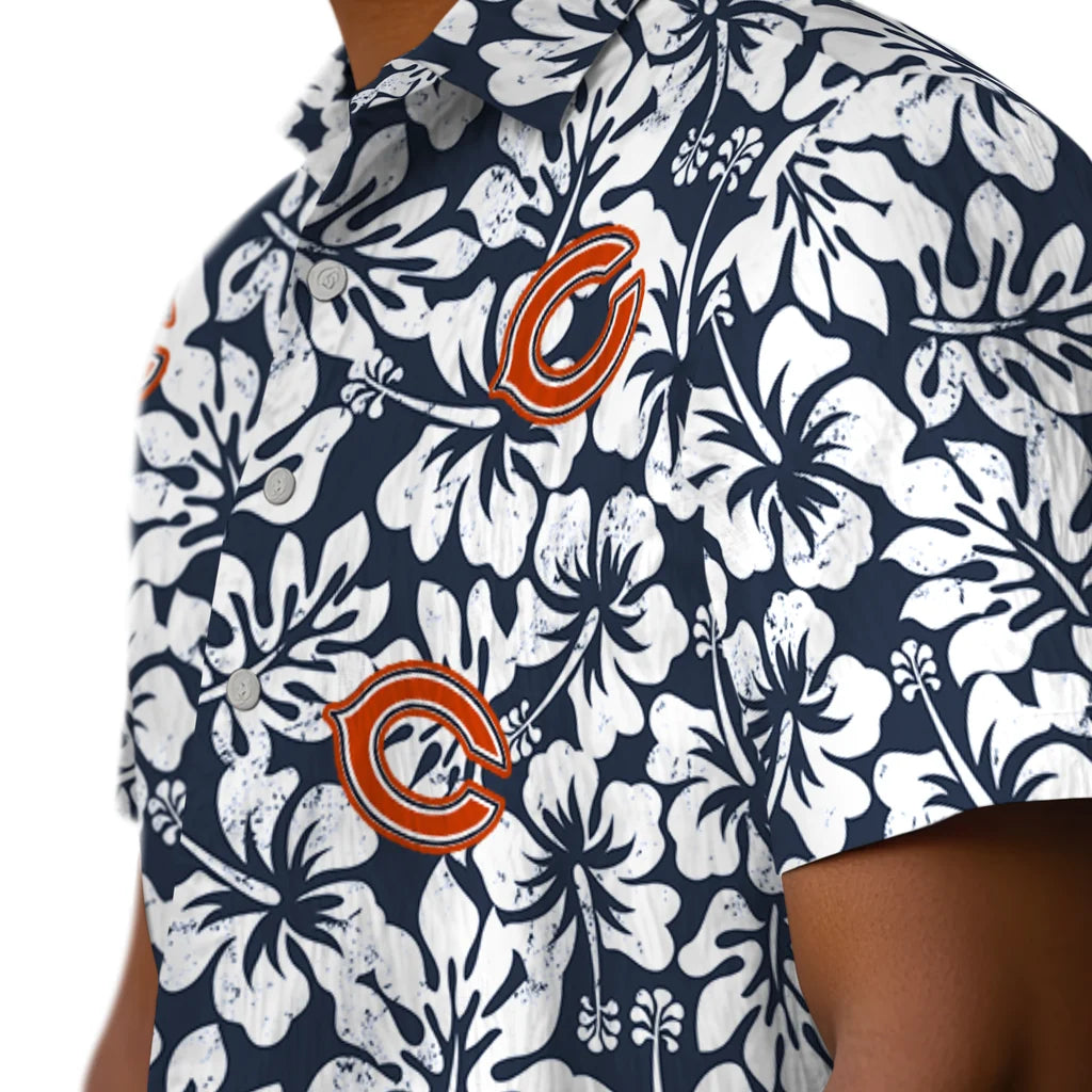 Chicago Bears Hawaiian Shirt - Hibiscus Motif | Moonbestprint