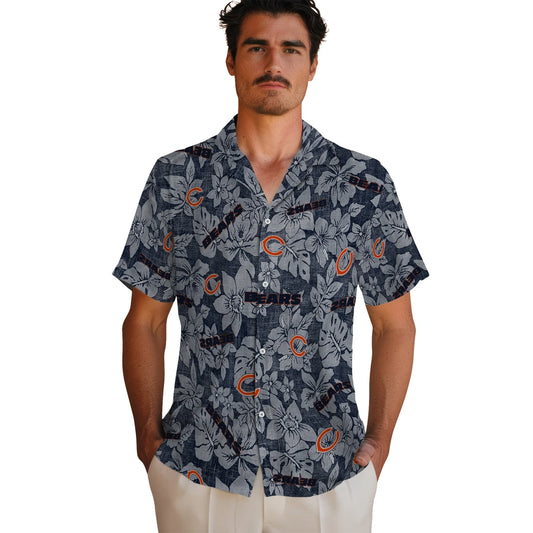Chicago Bears Hawaiian Shirt - Hibiscus Oasis | Moonbestprint