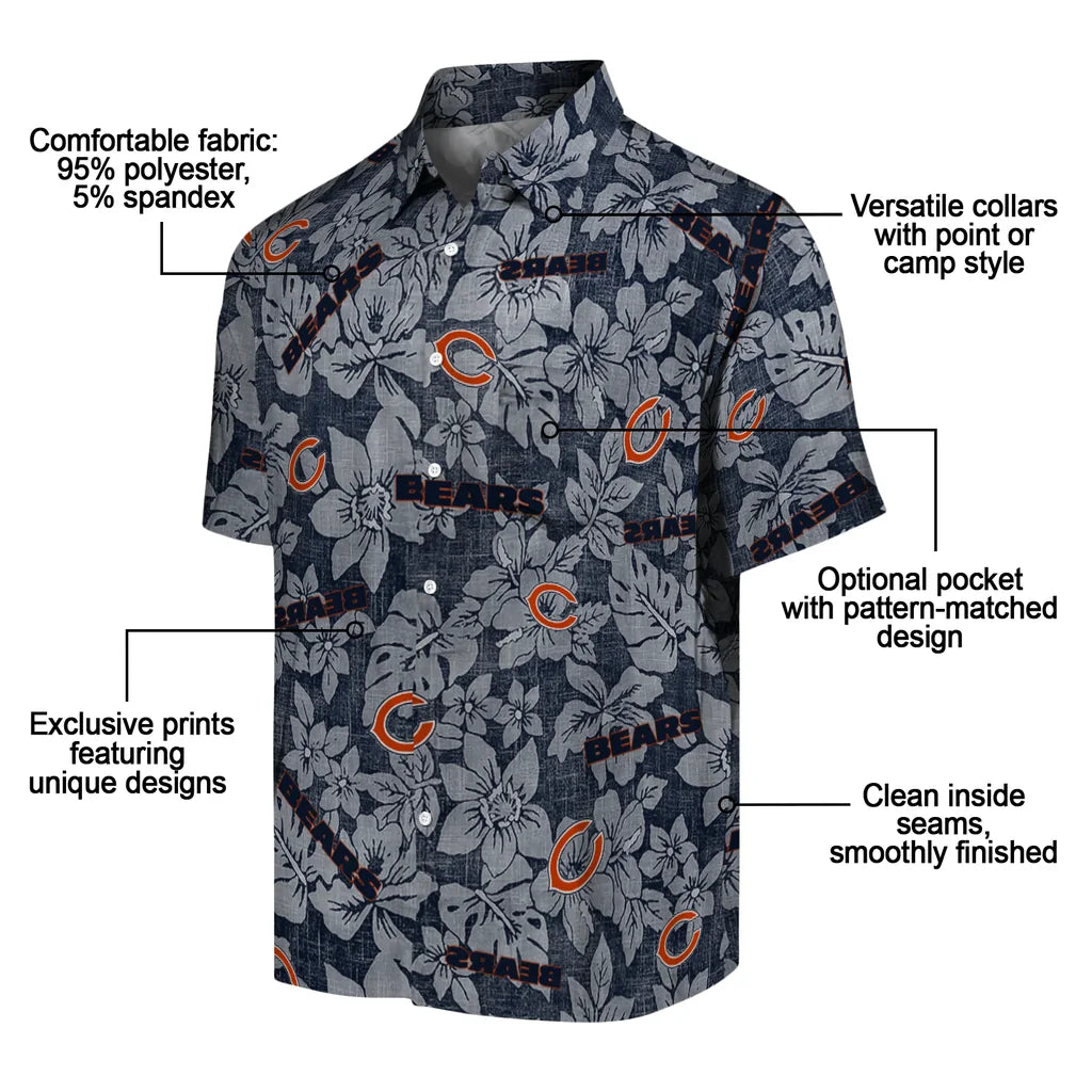 Chicago Bears Hawaiian Shirt - Hibiscus Oasis | Moonbestprint