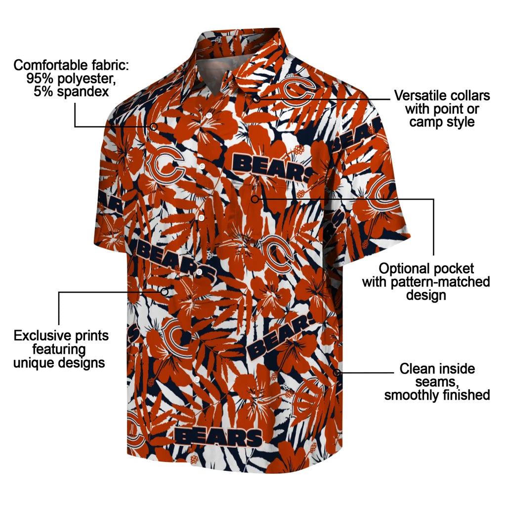 Chicago Bears Hawaiian Shirt - Hibiscus Overlay | Moonbestprint