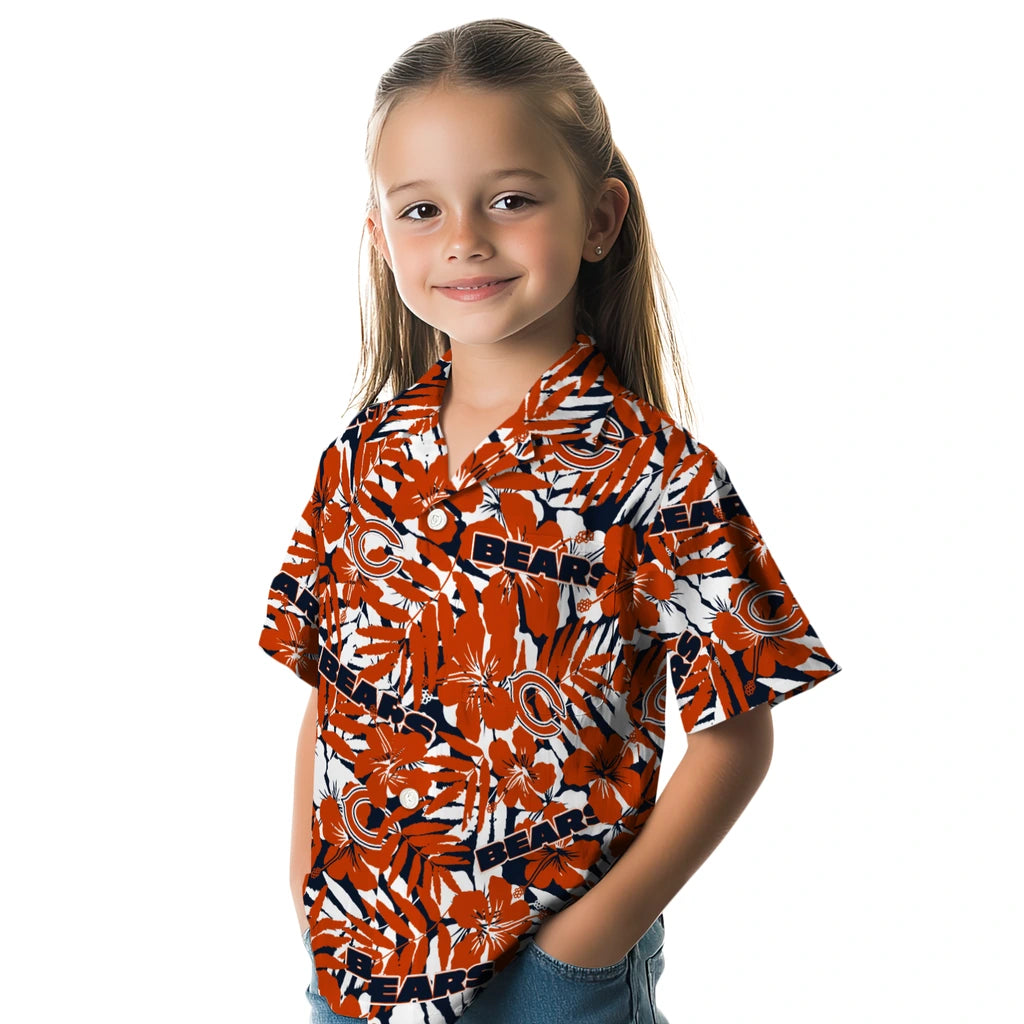 Chicago Bears Hawaiian Shirt - Hibiscus Overlay | Moonbestprint