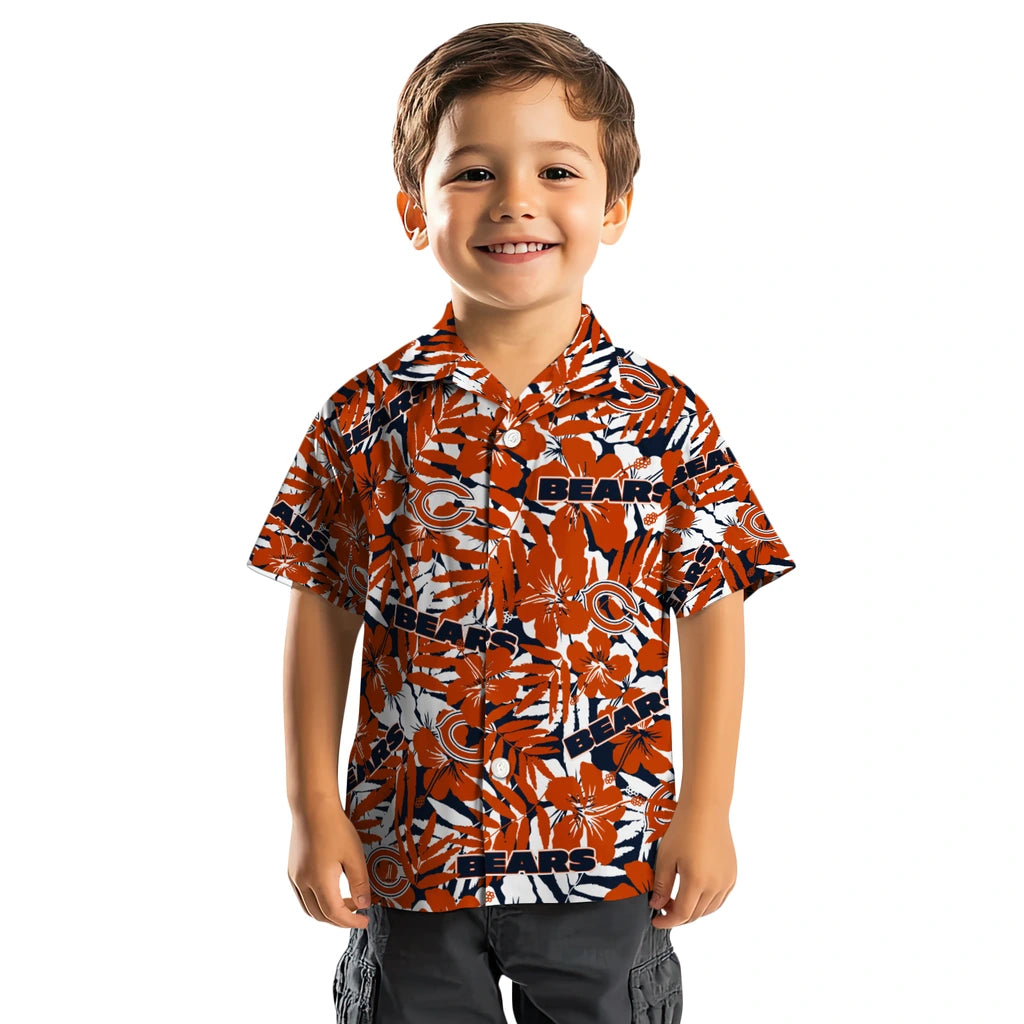 Chicago Bears Hawaiian Shirt - Hibiscus Overlay | Moonbestprint