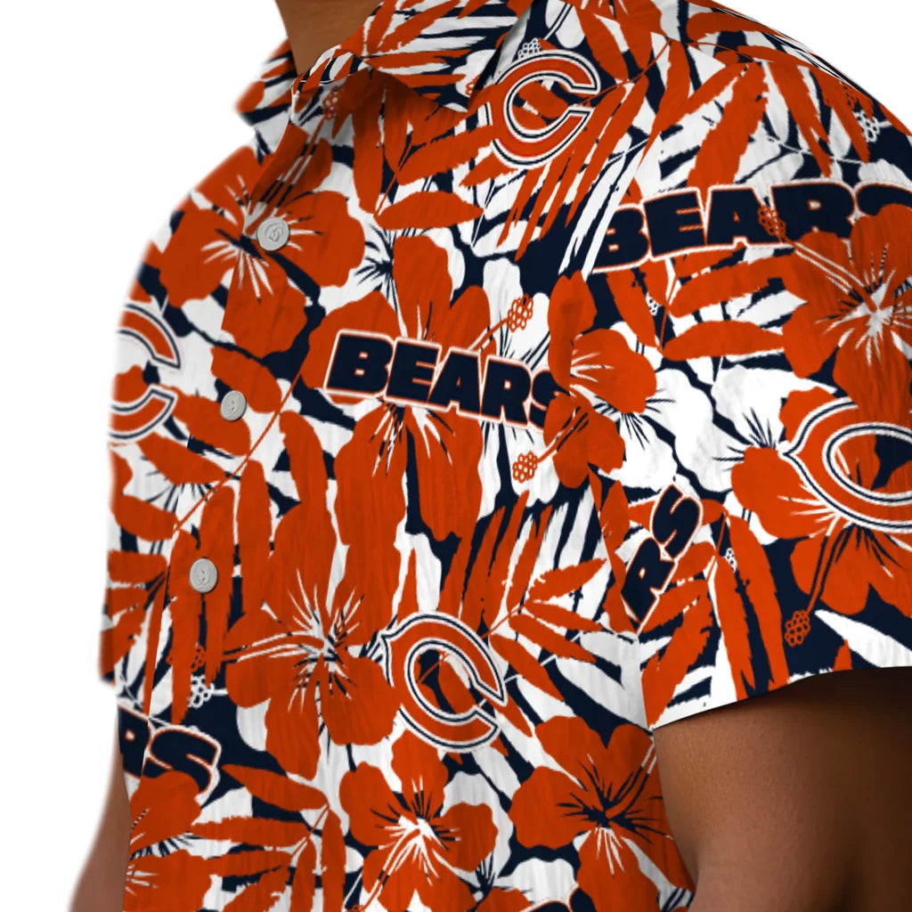 Chicago Bears Hawaiian Shirt - Hibiscus Overlay | Moonbestprint