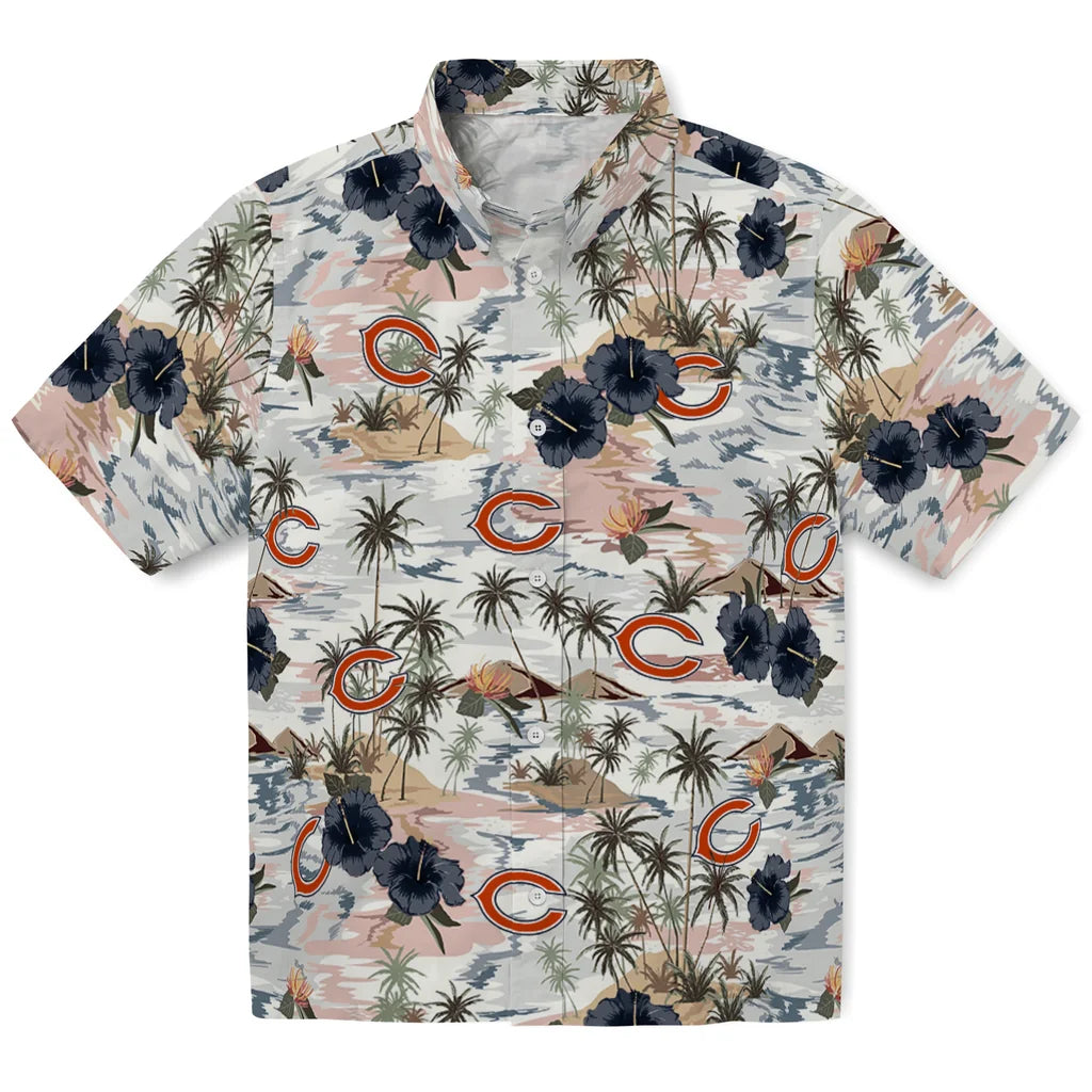 Chicago Bears Hawaiian Shirt - Hibiscus Seaside | Moonbestprint
