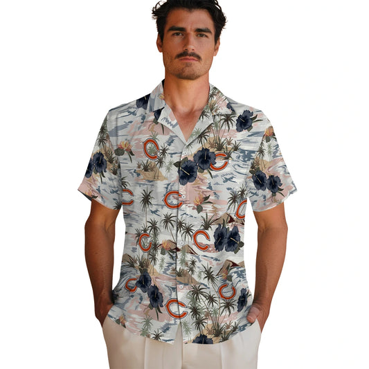 Chicago Bears Hawaiian Shirt - Hibiscus Seaside | Moonbestprint