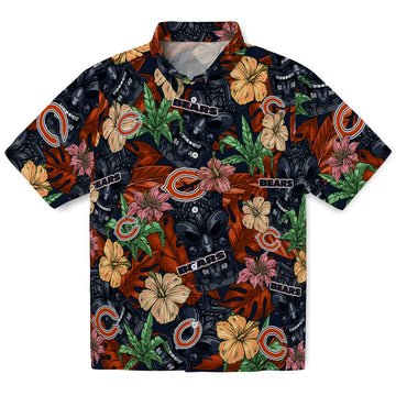 Chicago Bears Hawaiian Shirt - Hibiscus Tiki Jungle | Moonbestprint