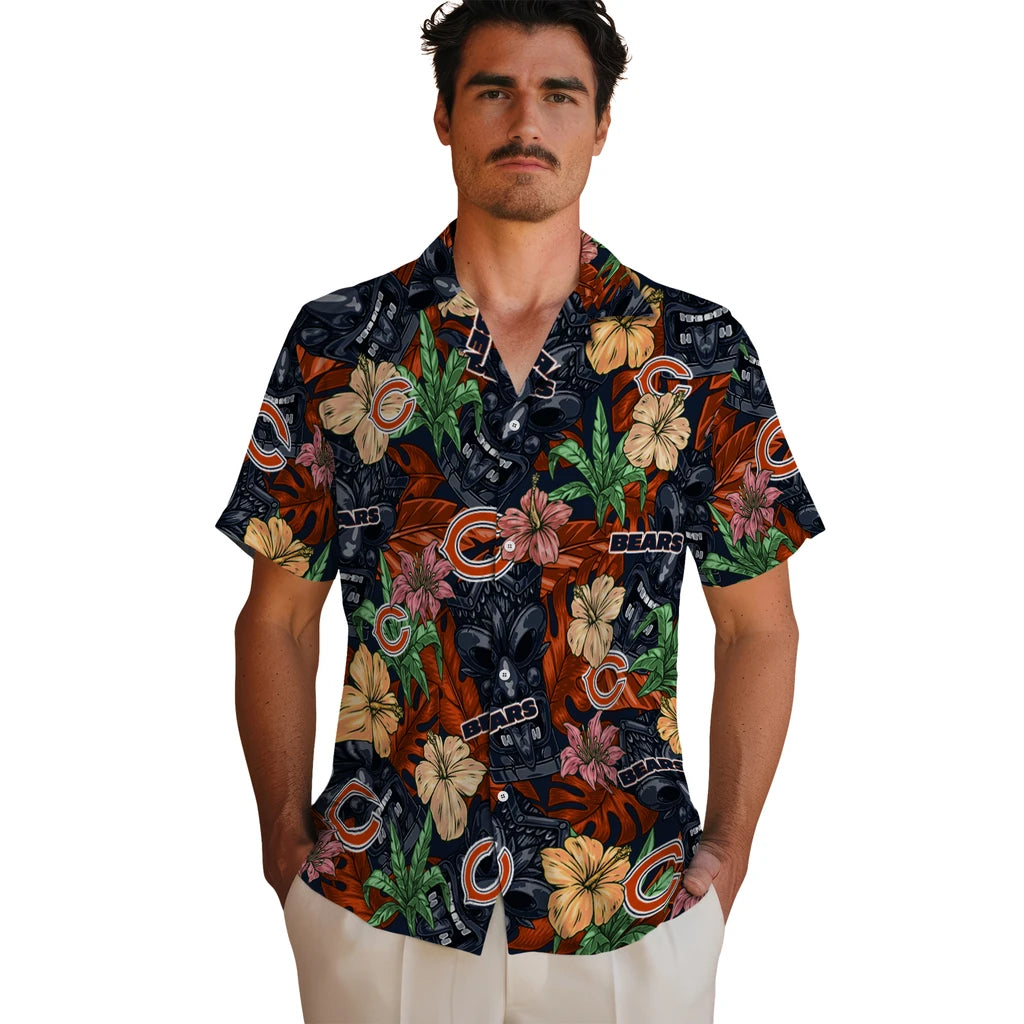 Chicago Bears Hawaiian Shirt - Hibiscus Tiki Jungle | Moonbestprint