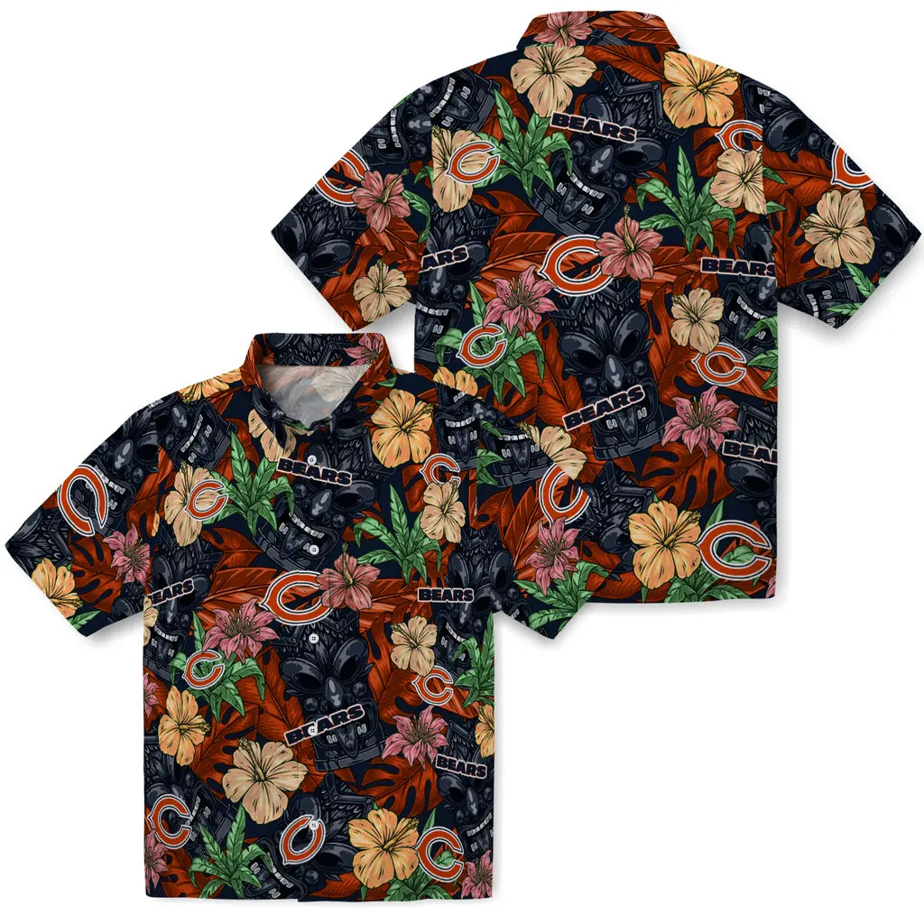 Chicago Bears Hawaiian Shirt - Hibiscus Tiki Jungle | Moonbestprint