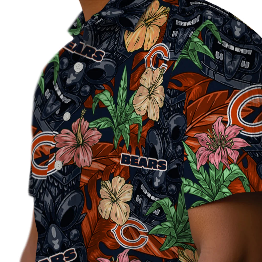 Chicago Bears Hawaiian Shirt - Hibiscus Tiki Jungle | Moonbestprint