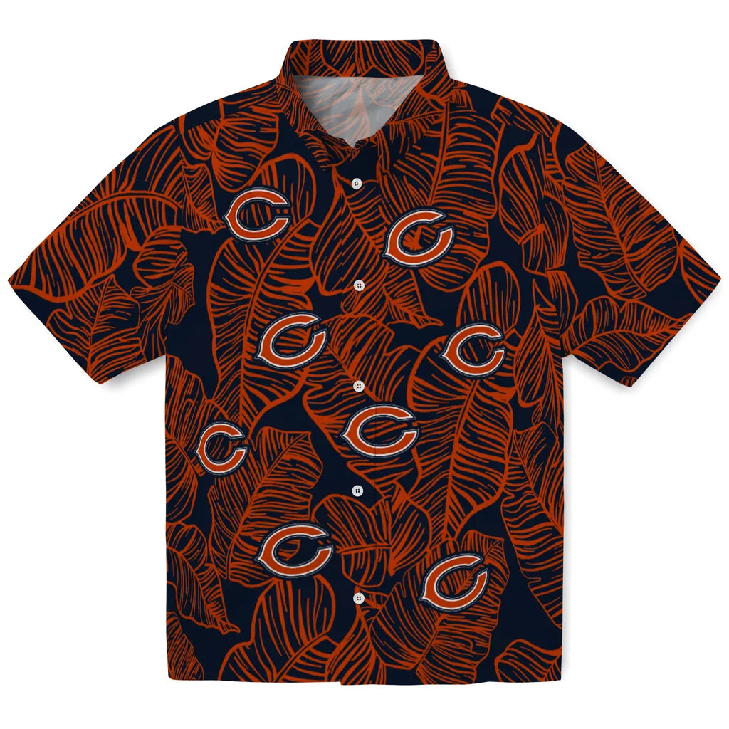 Chicago Bears Hawaiian Shirt - Leaf Outline | Moonbestprint