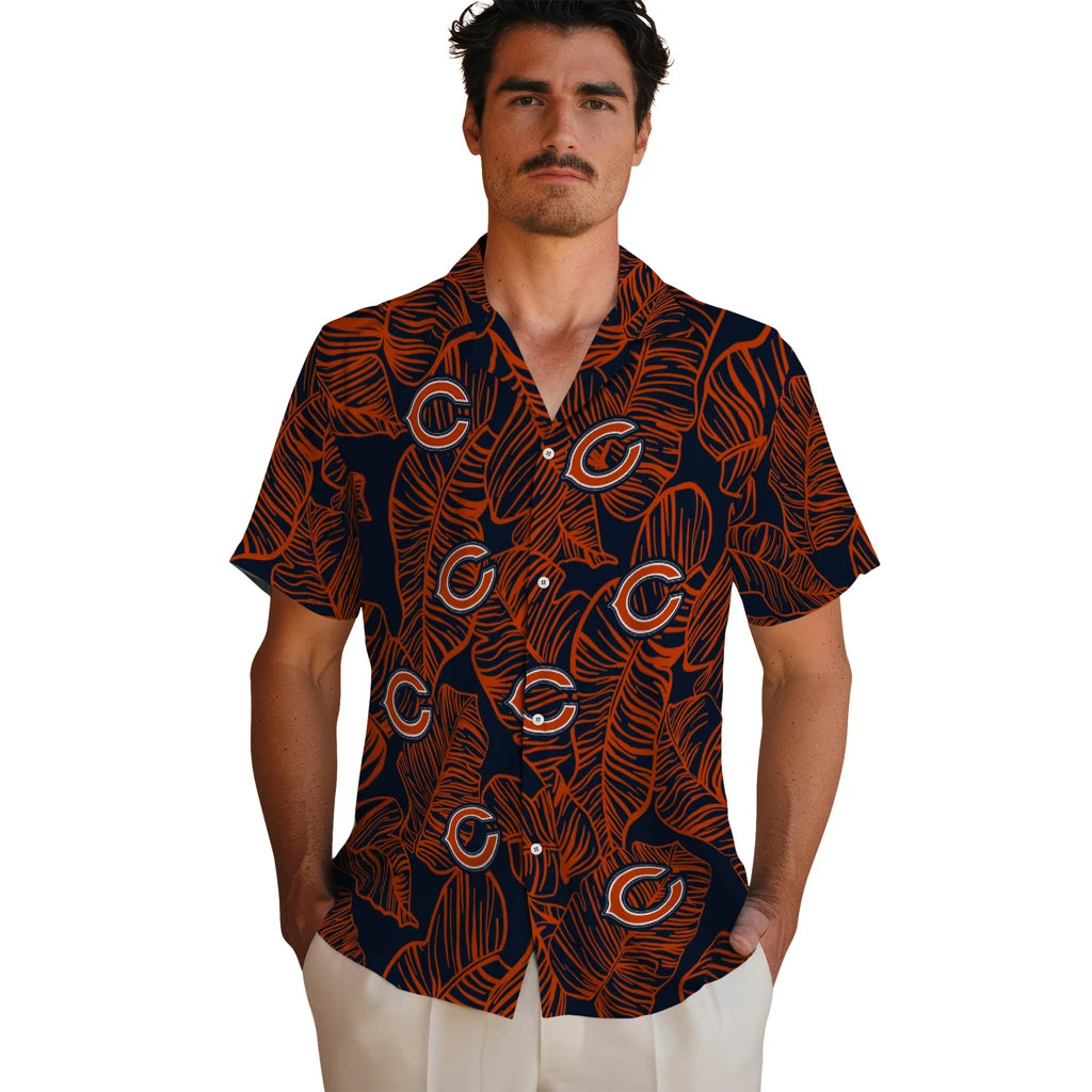 Chicago Bears Hawaiian Shirt - Leaf Outline | Moonbestprint