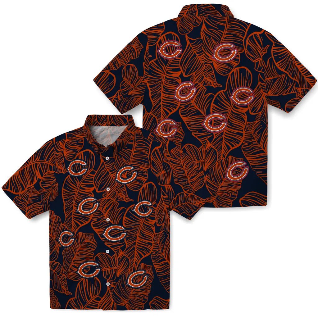 Chicago Bears Hawaiian Shirt - Leaf Outline | Moonbestprint