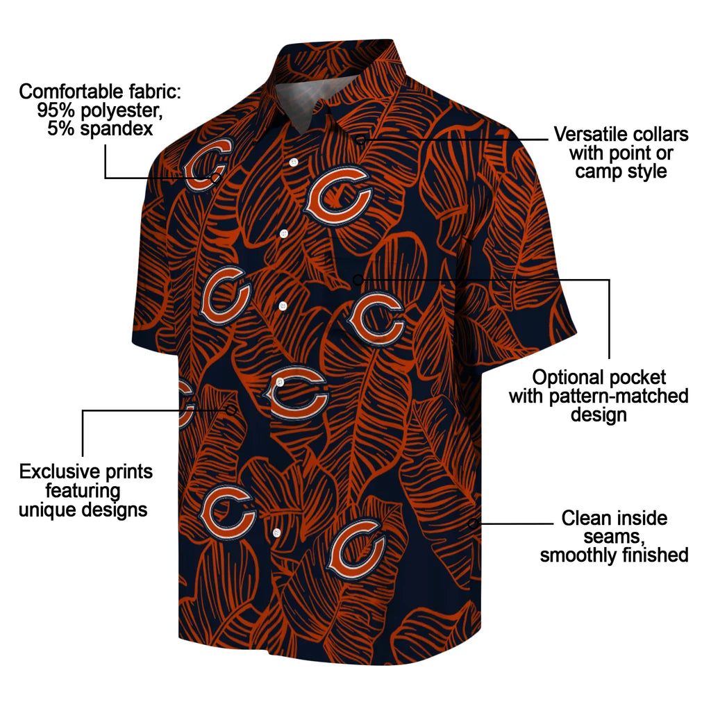 Chicago Bears Hawaiian Shirt - Leaf Outline | Moonbestprint