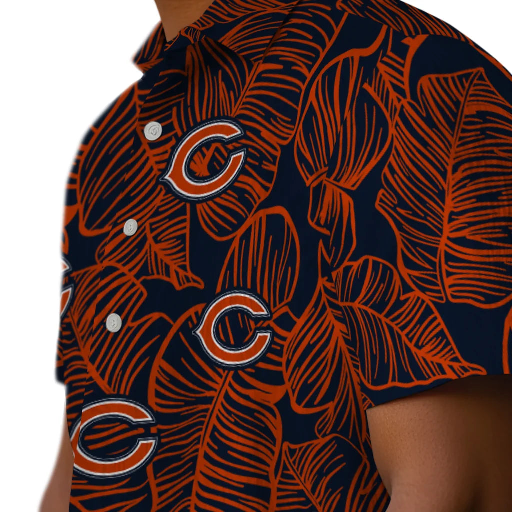 Chicago Bears Hawaiian Shirt - Leaf Outline | Moonbestprint