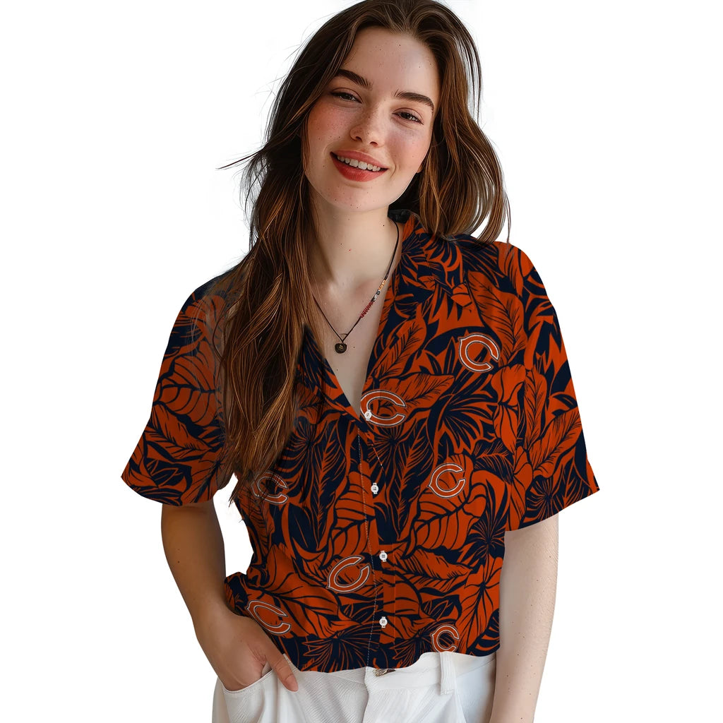 Chicago Bears Hawaiian Shirt - Monstera Layer | Moonbestprint