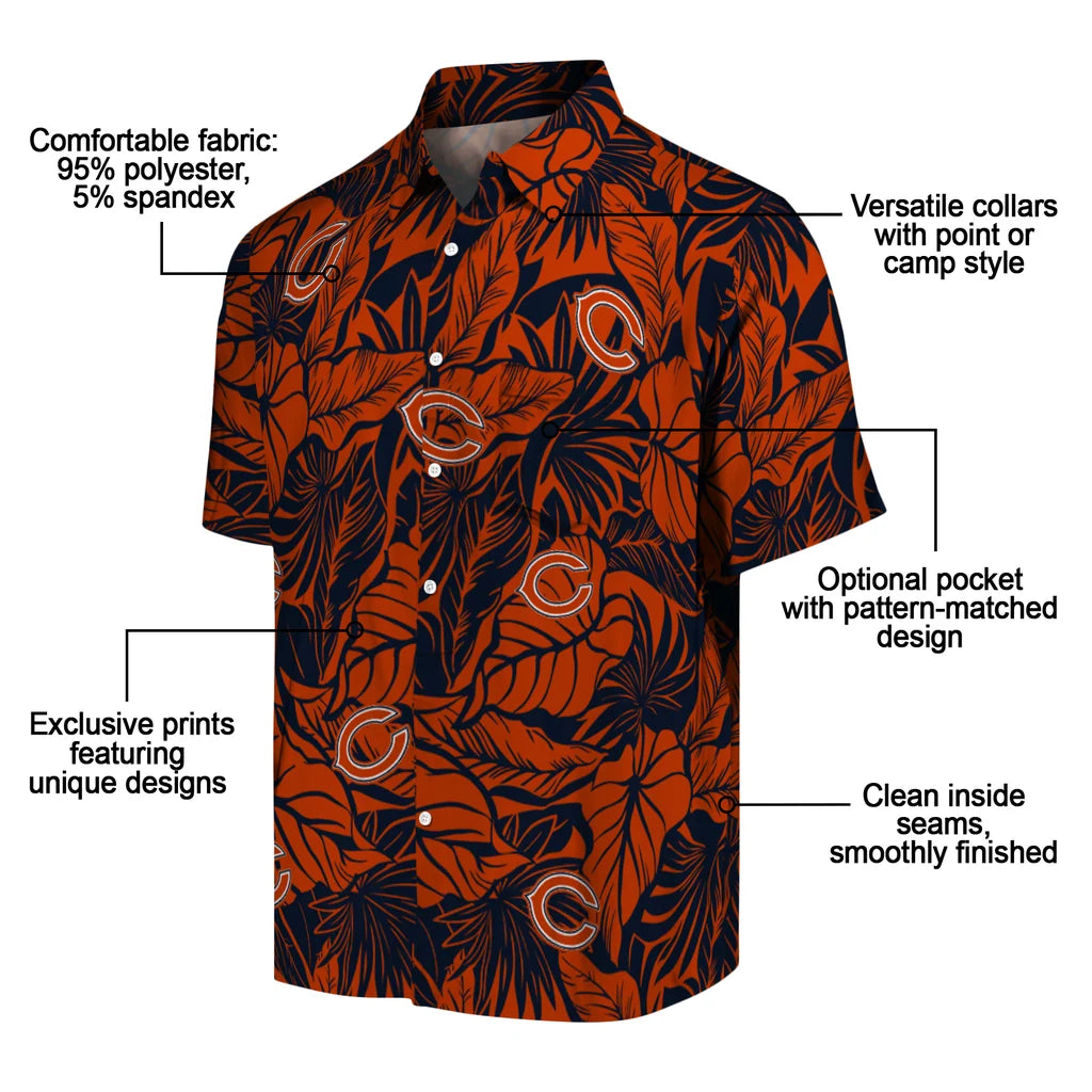 Chicago Bears Hawaiian Shirt - Monstera Layer | Moonbestprint