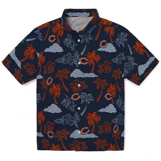 Chicago Bears Hawaiian Shirt - Palm And Clouds | Moonbestprint