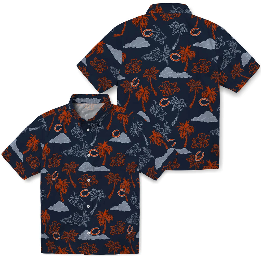 Chicago Bears Hawaiian Shirt - Palm And Clouds | Moonbestprint