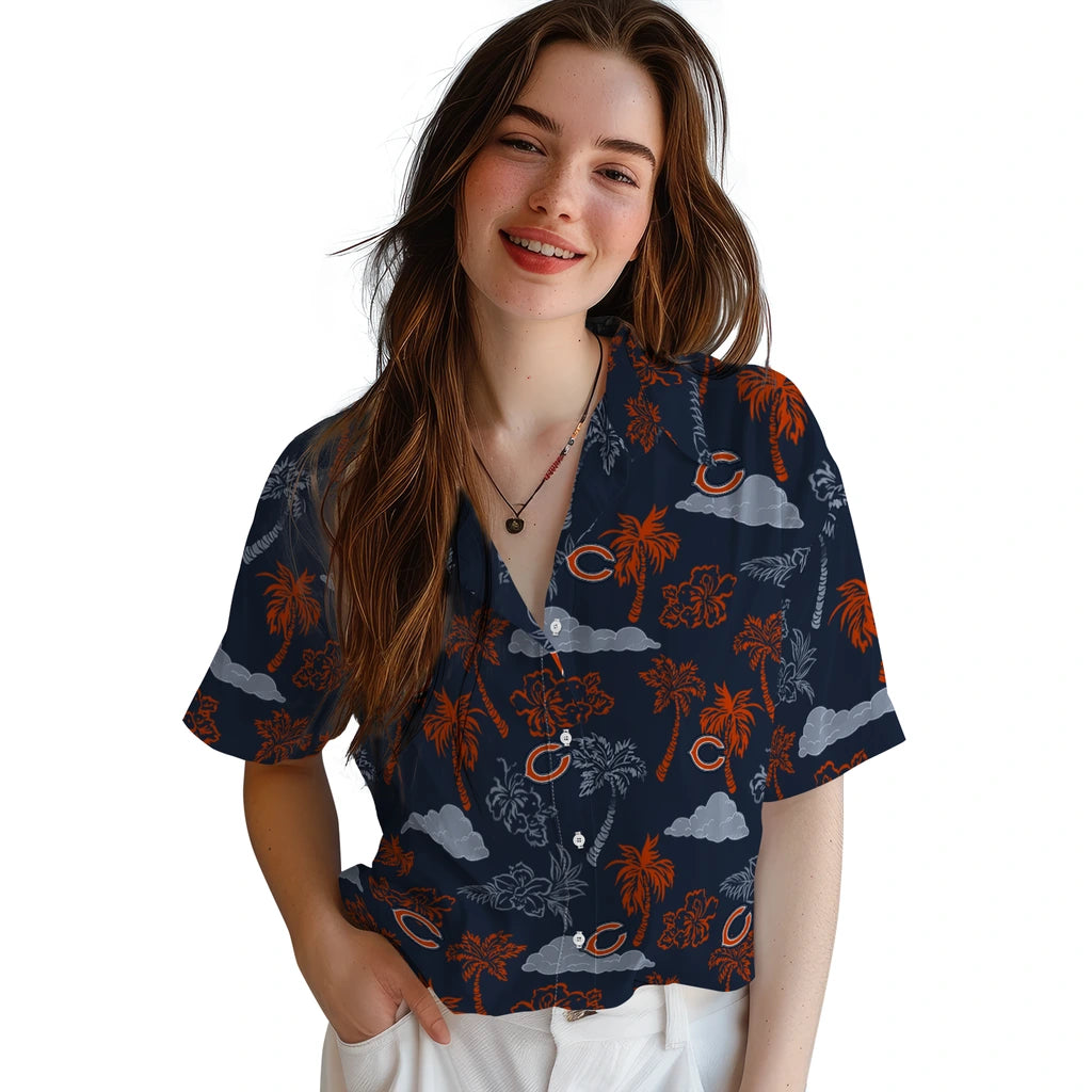 Chicago Bears Hawaiian Shirt - Palm And Clouds | Moonbestprint