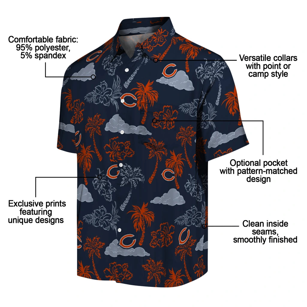 Chicago Bears Hawaiian Shirt - Palm And Clouds | Moonbestprint