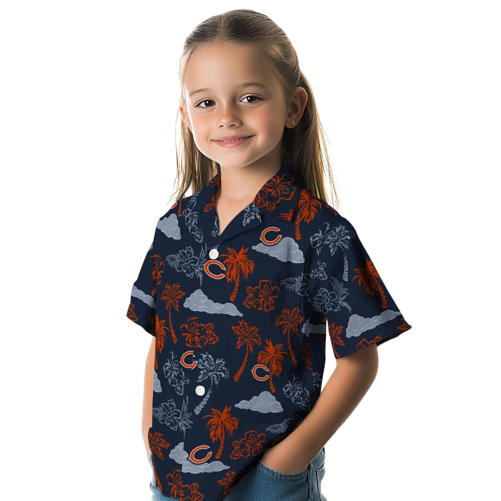 Chicago Bears Hawaiian Shirt - Palm And Clouds | Moonbestprint