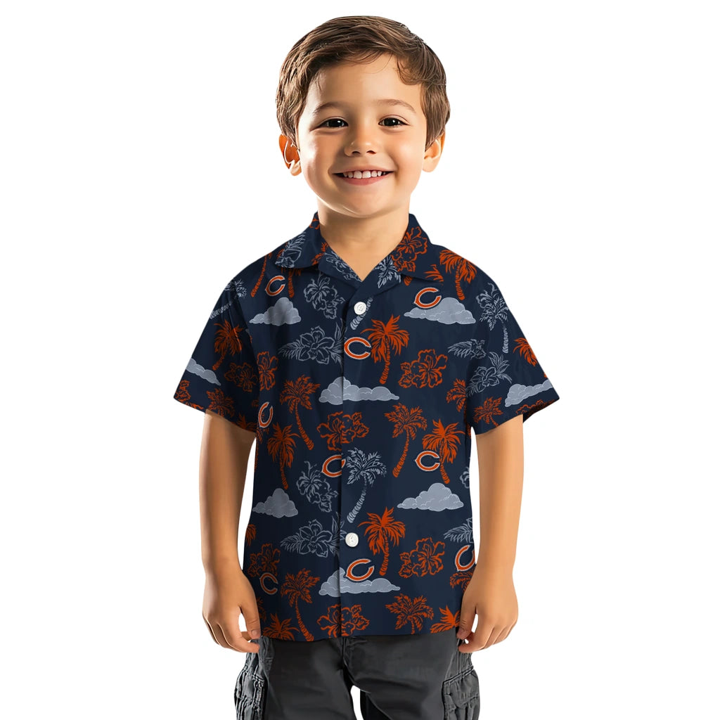 Chicago Bears Hawaiian Shirt - Palm And Clouds | Moonbestprint