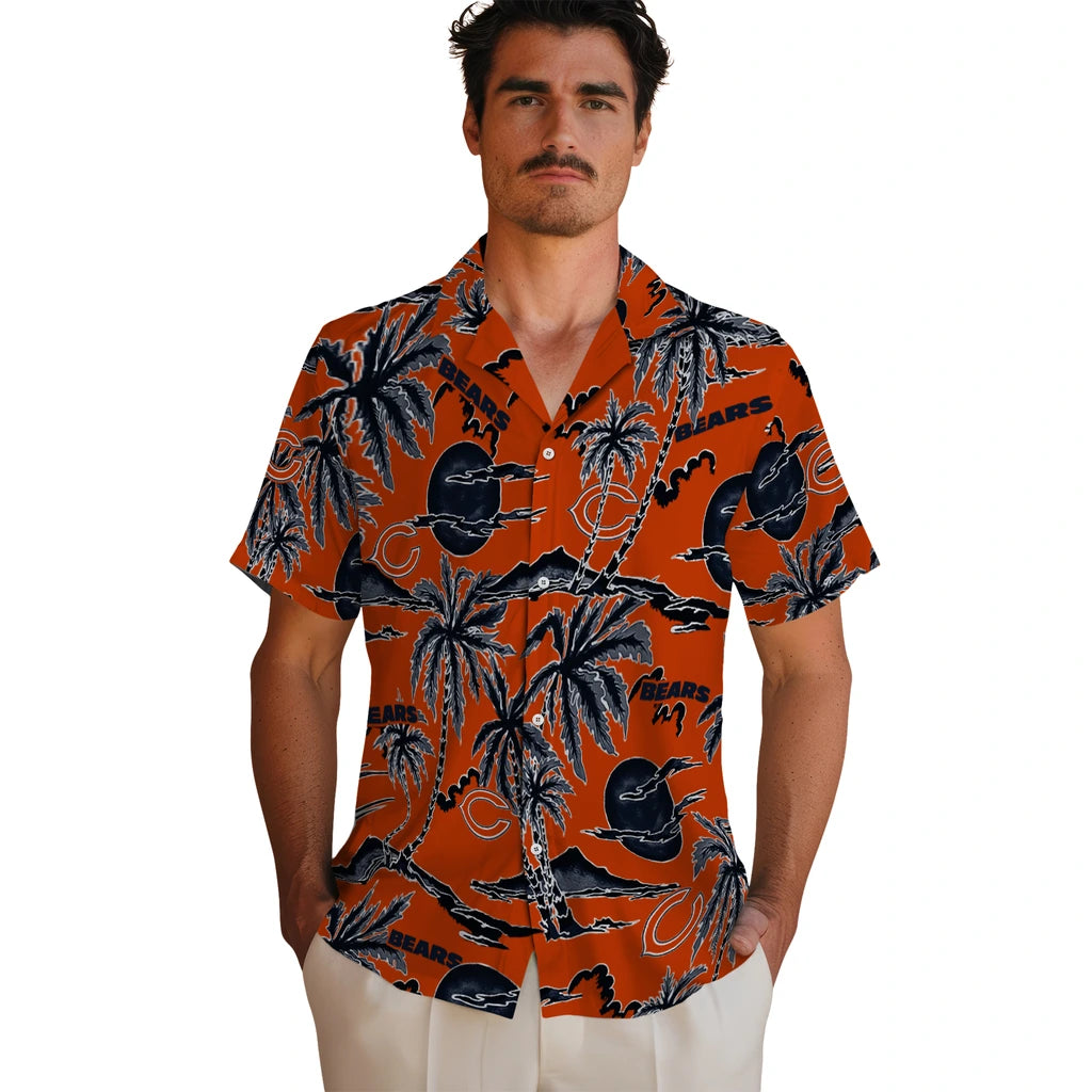 Chicago Bears Hawaiian Shirt - Palm Sunset | Moonbestprint