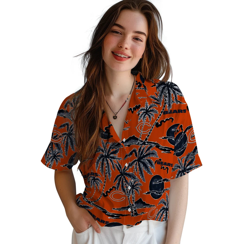 Chicago Bears Hawaiian Shirt - Palm Sunset | Moonbestprint