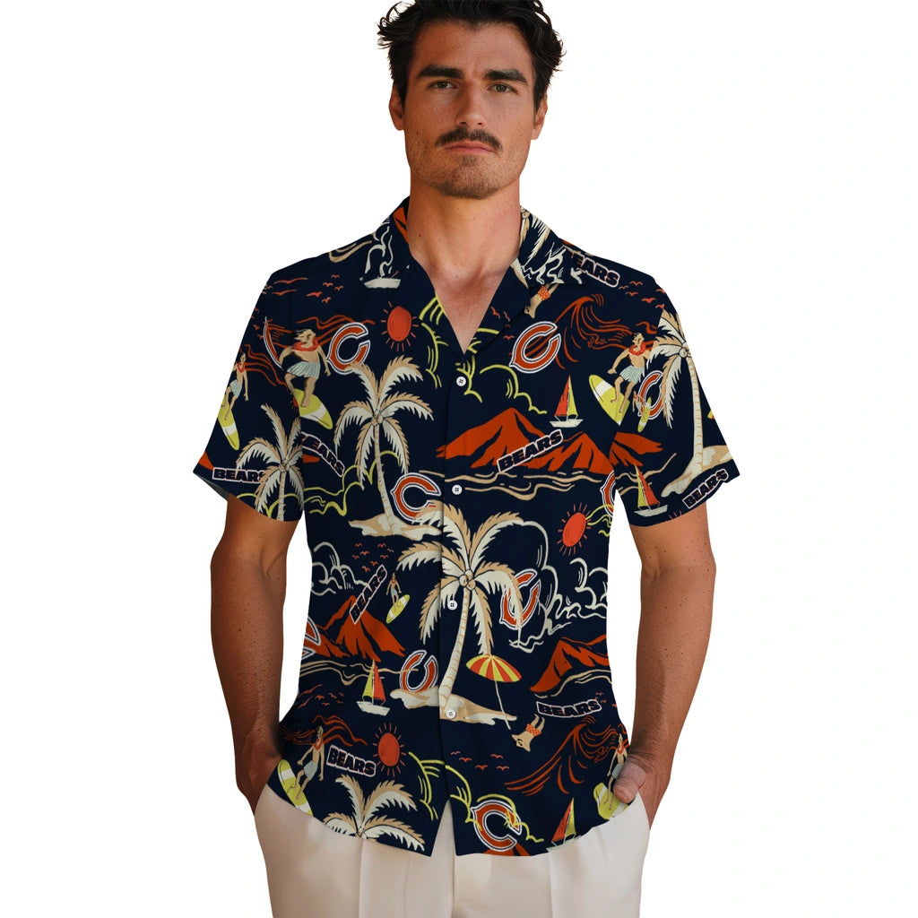 Chicago Bears Hawaiian Shirt - Palm Tree Island | Moonbestprint