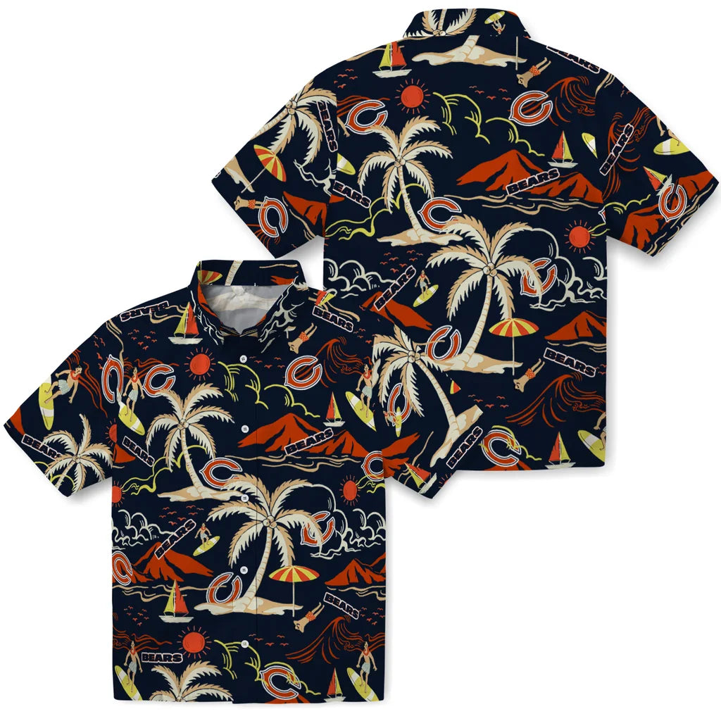Chicago Bears Hawaiian Shirt - Palm Tree Island | Moonbestprint