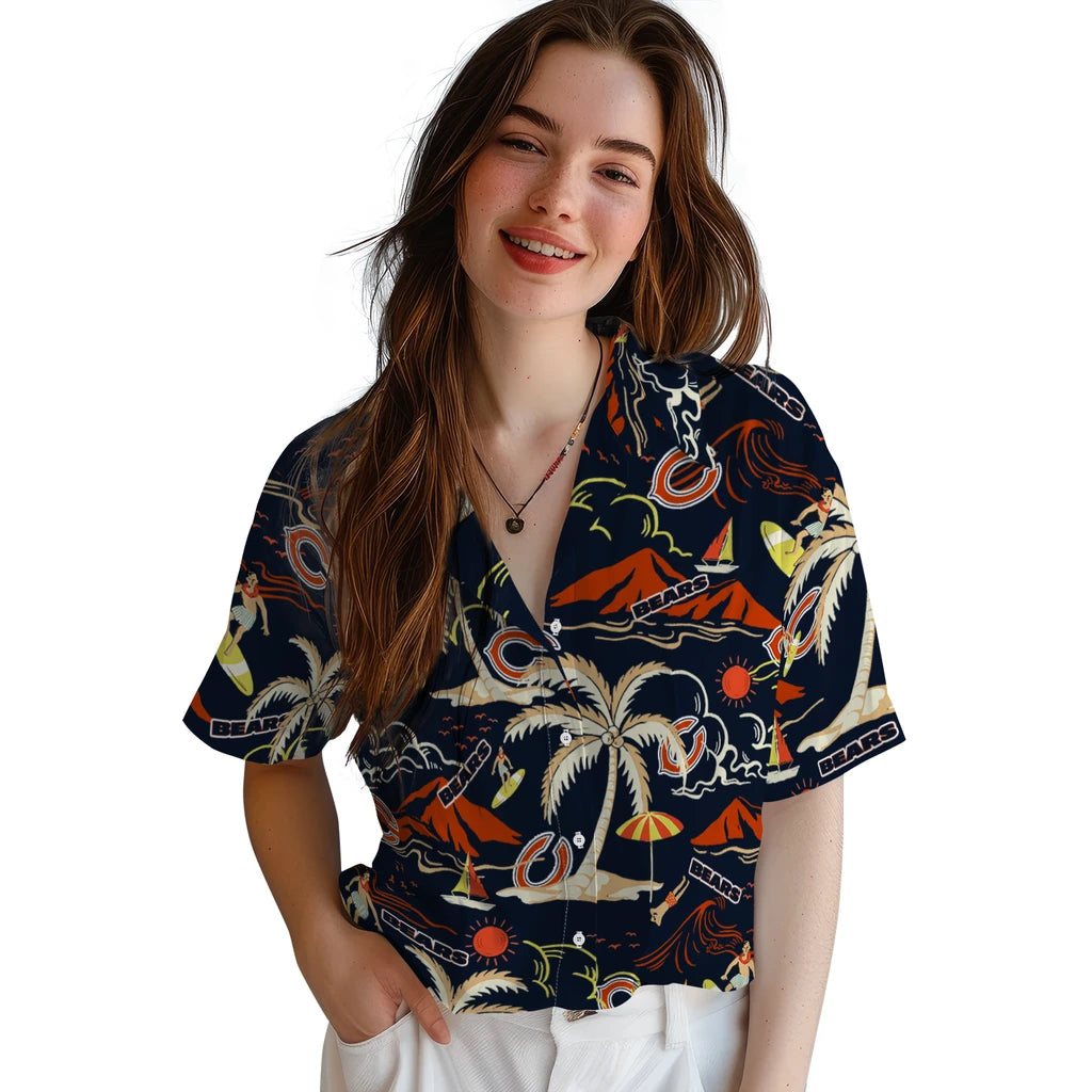 Chicago Bears Hawaiian Shirt - Palm Tree Island | Moonbestprint