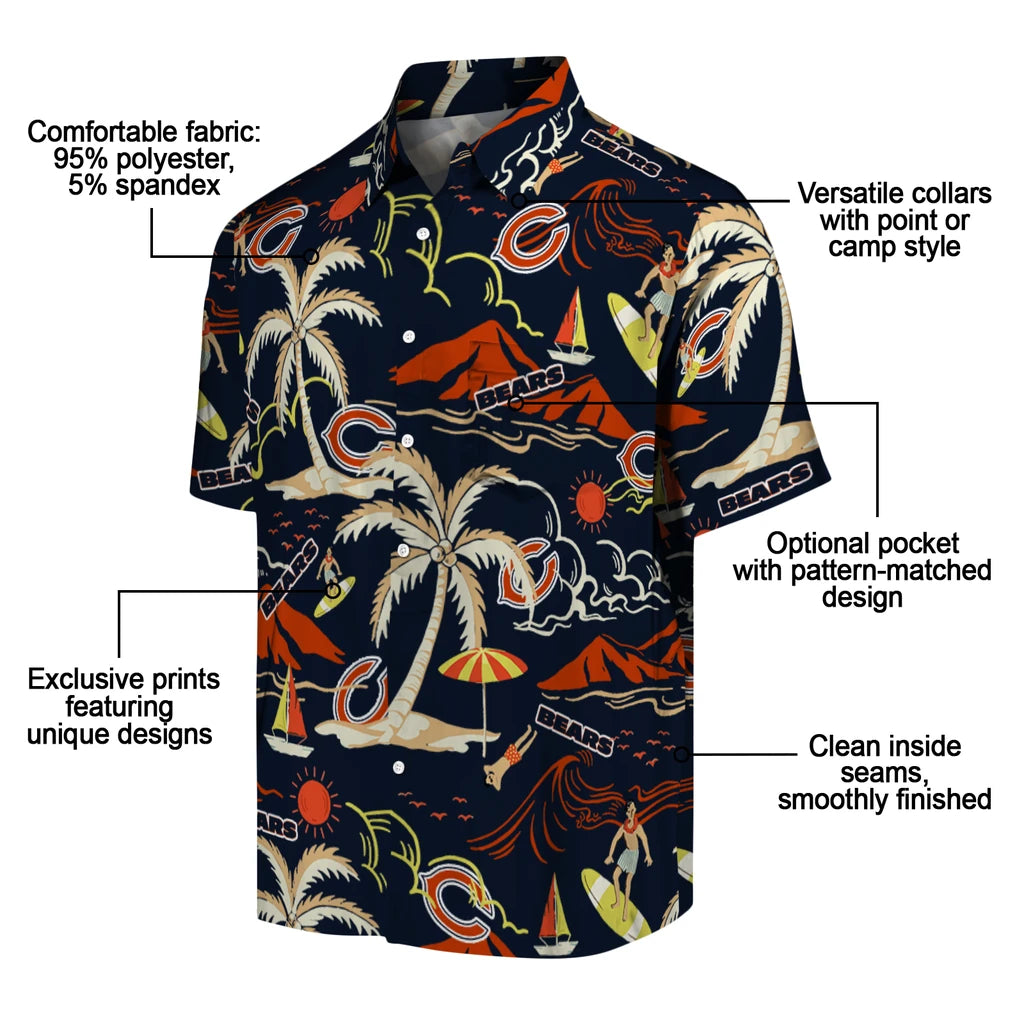 Chicago Bears Hawaiian Shirt - Palm Tree Island | Moonbestprint
